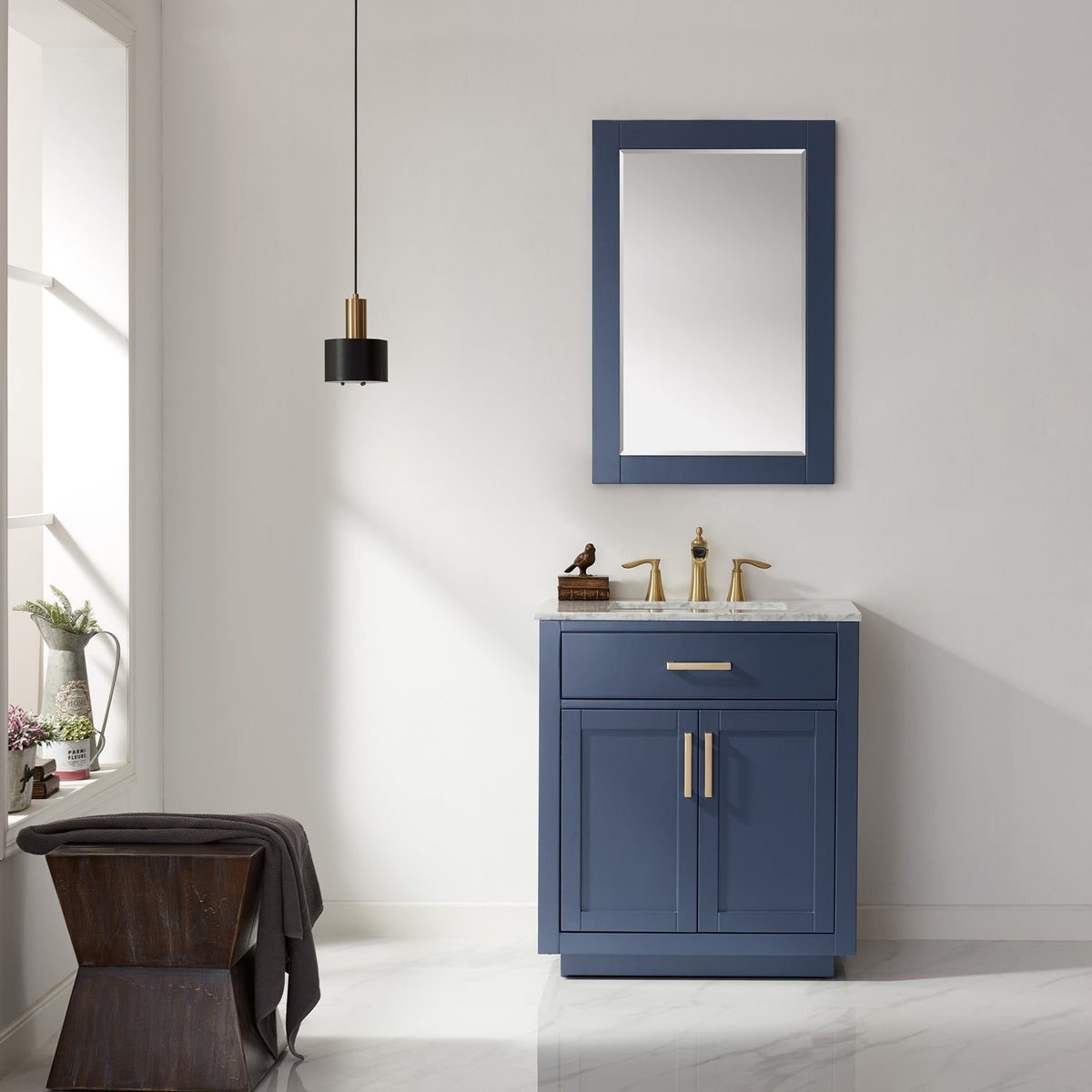 Altair Designs 30" single vanity with top - 531030-WH-CA-NM