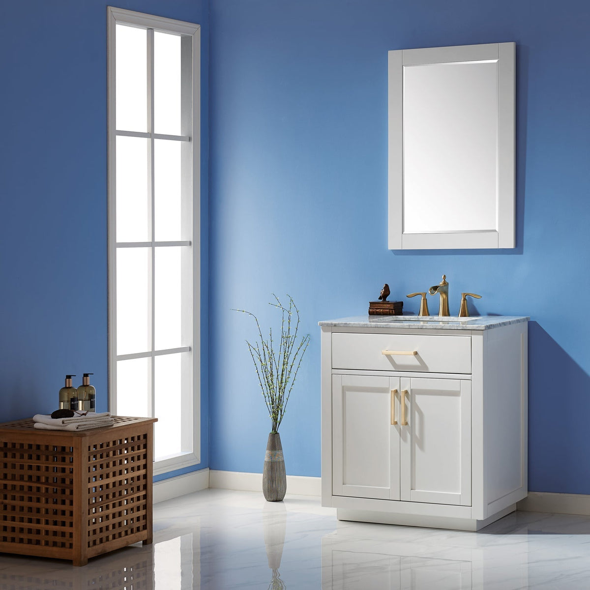 Altair Designs 30" single vanity with top - 531030-WH-CA-NM