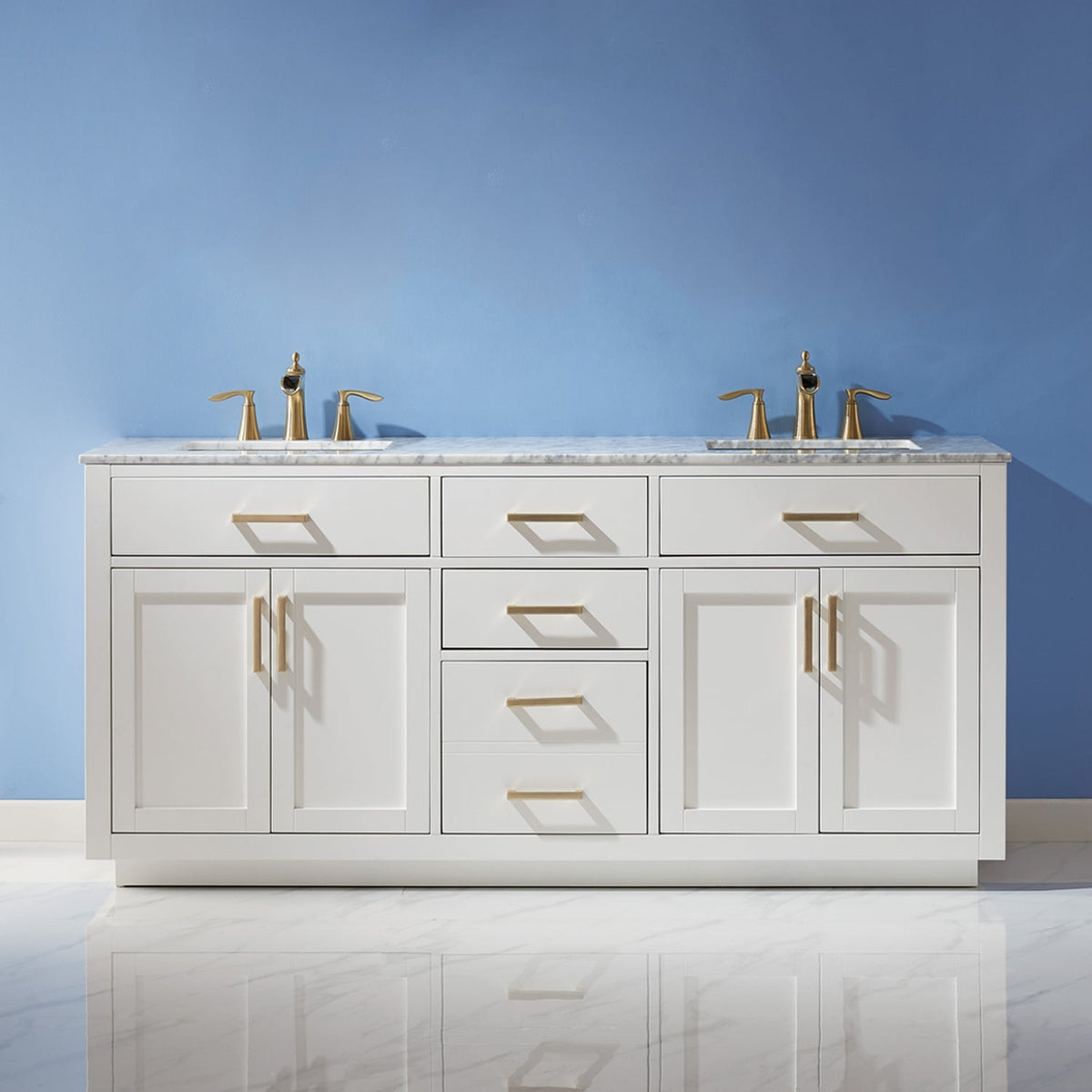 Altair Designs 72" double vanity with top - 531072-WH-CA-NM