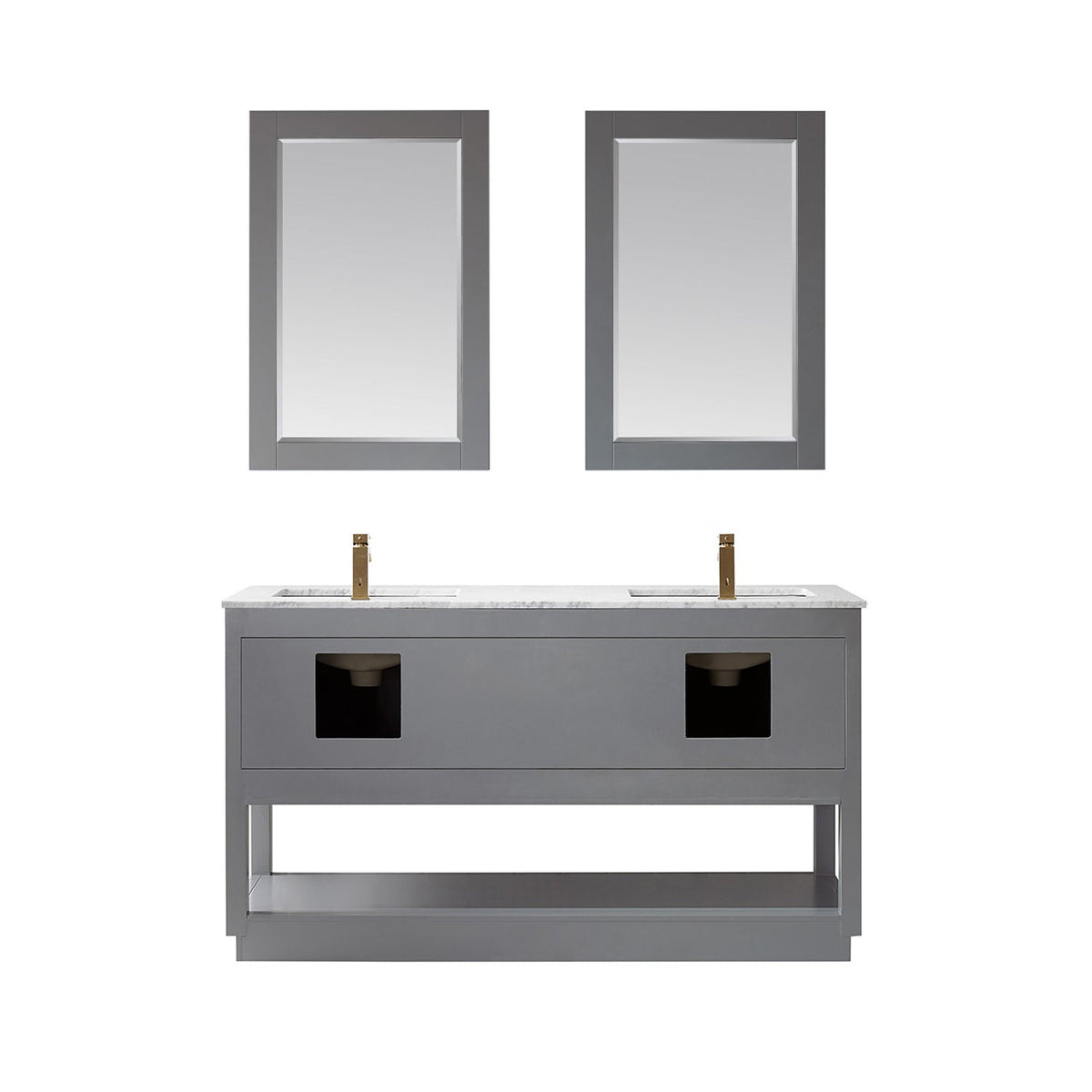 Altair Designs 60" double vanity with top - 532060-WH-CA-NM