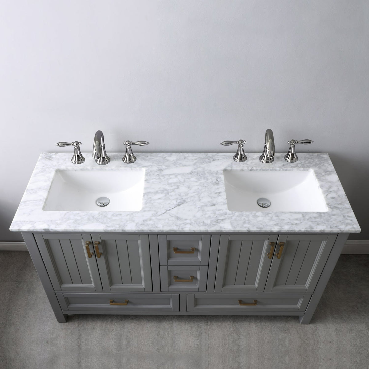 Altair Designs 60" double vanity with top - 538060-WH-CA-NM