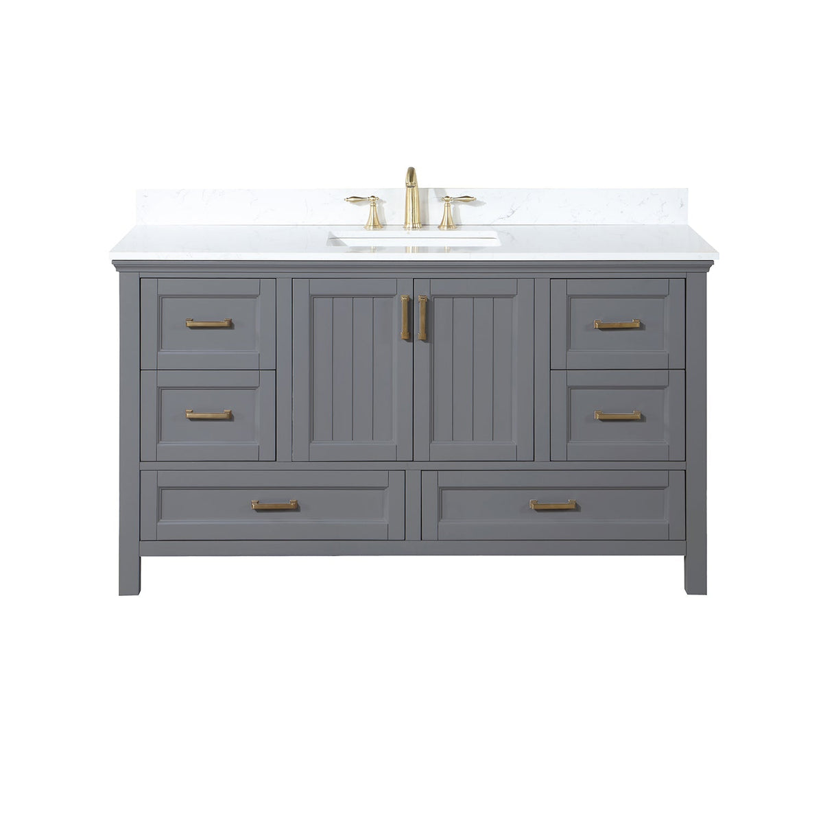 Altair Designs 60" single vanity with top - 538060S-WH-AW-NM