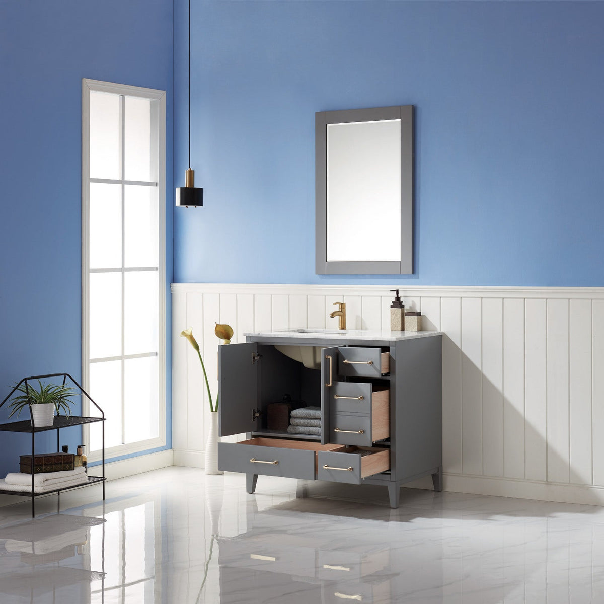 Altair Designs 36" single vanity with top - 541036-WH-CA-NM