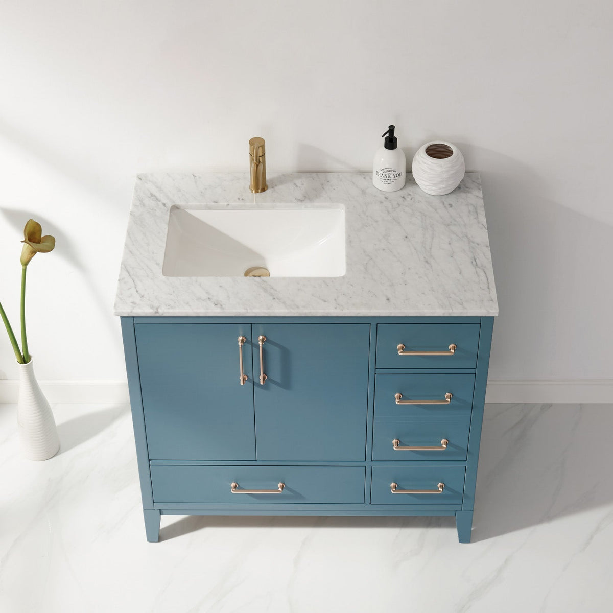 Altair Designs 36" single vanity with top - 541036-WH-CA-NM