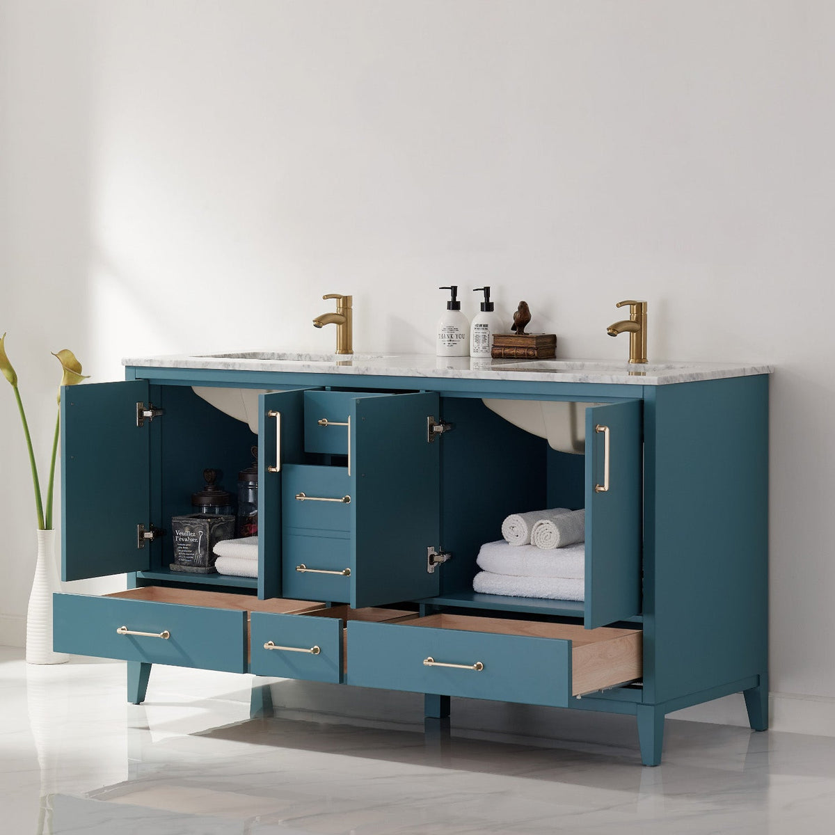 Altair Designs 60" double vanity with top - 541060-WH-CA-NM