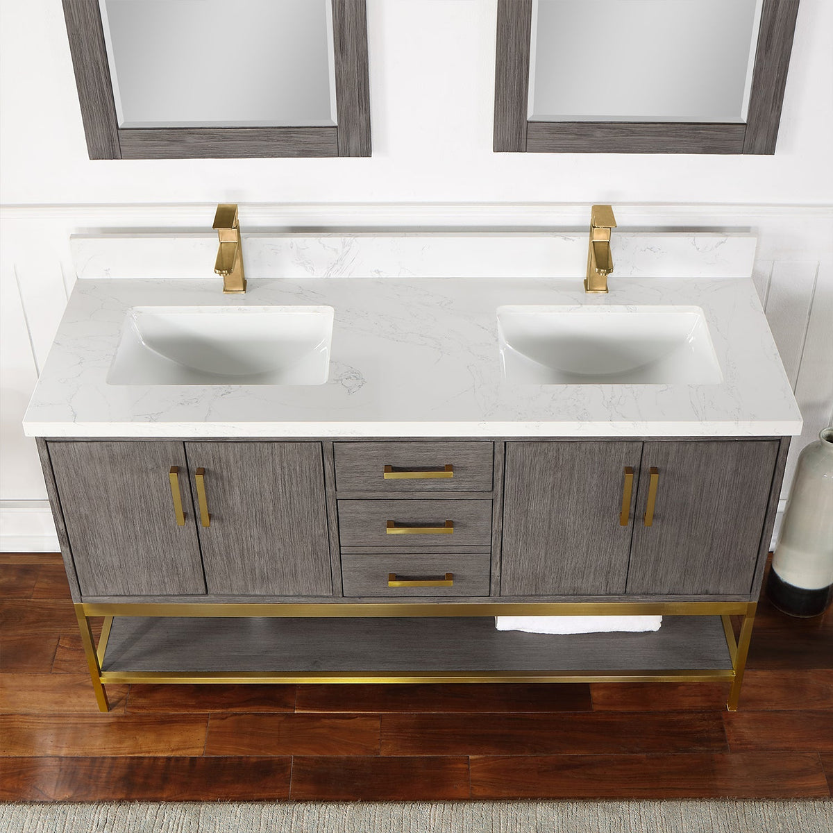 Altair Designs  60" double vanity with top - 546060-WO-GW-NM