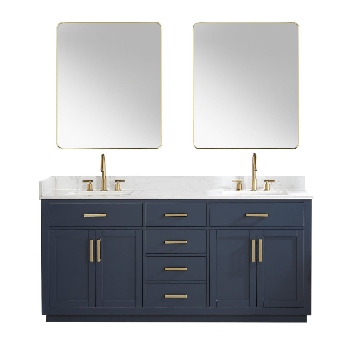Altair Designs 72" double vanity with top - 557072-WH-GW-NM