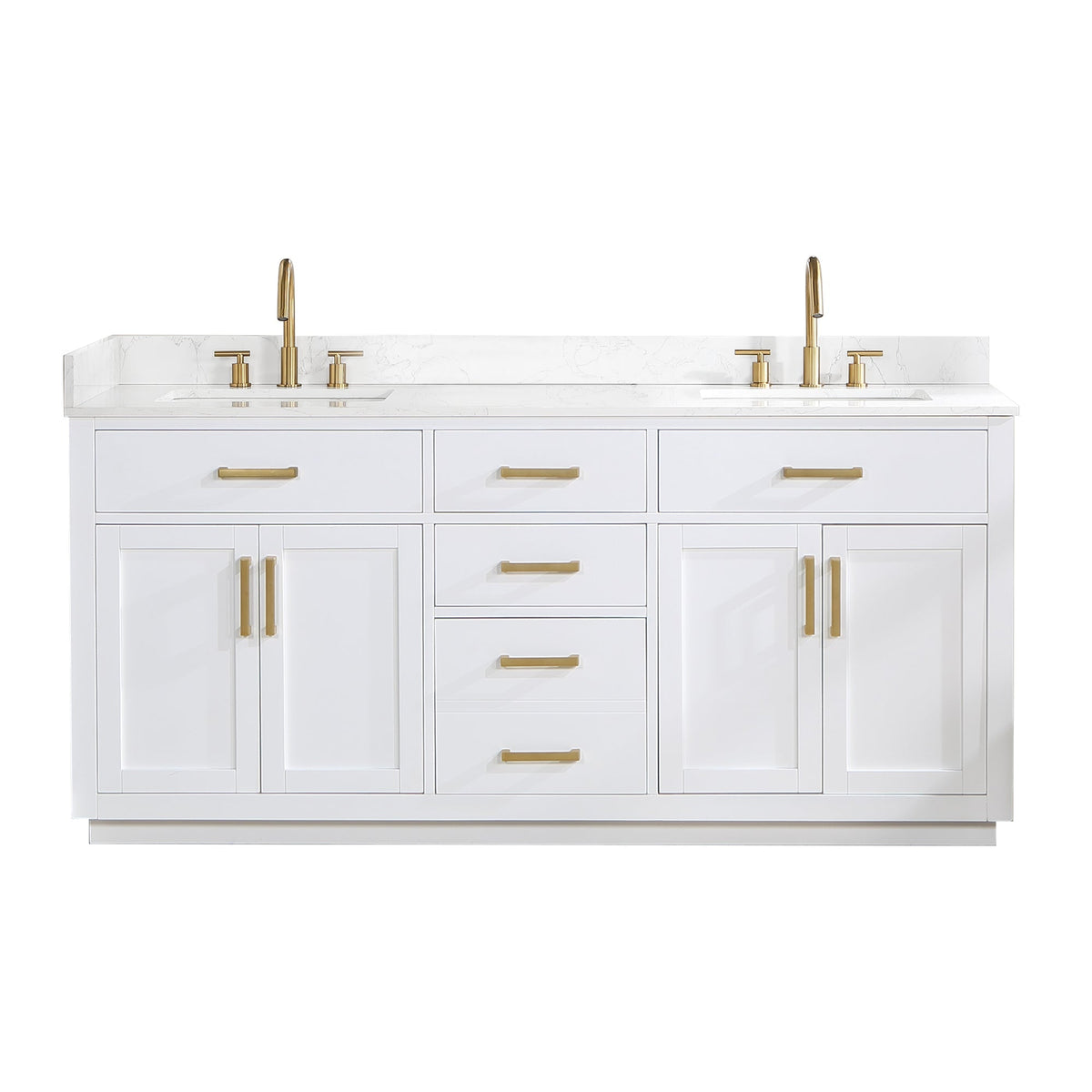 Altair Designs 72" double vanity with top - 557072-WH-GW-NM