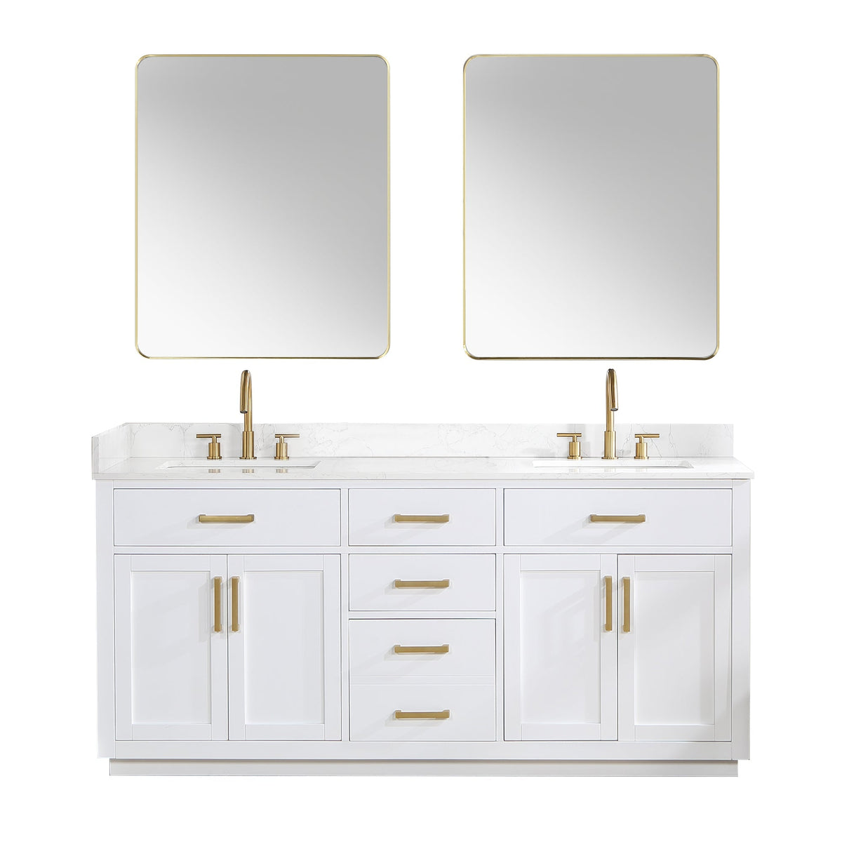Altair Designs 72" double vanity with top - 557072-WH-GW-NM