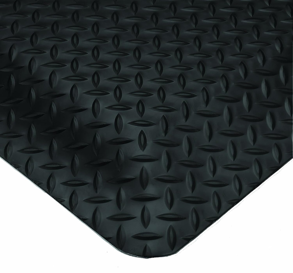 Wearwell Diamond-Plate SpongeCote UltraSoft Mat, 3' Width x 75' Length x 15/16" Thickness, Black - 414.1516x3x75BK