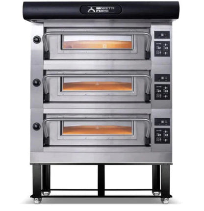 AMPTO Electric Pizza Oven Amalfi 38'' x 29'' x 7'' (Chamber) 208/240/60/3 - 3 Decks with tray guide base - AMALFI B3